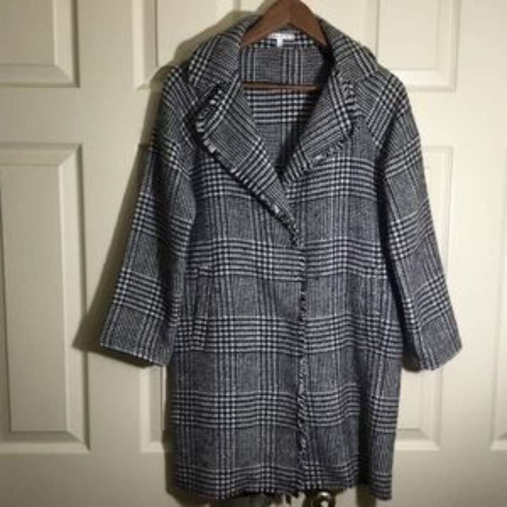Anthropologie Glen Plaid Houndstooth Car Coat XS